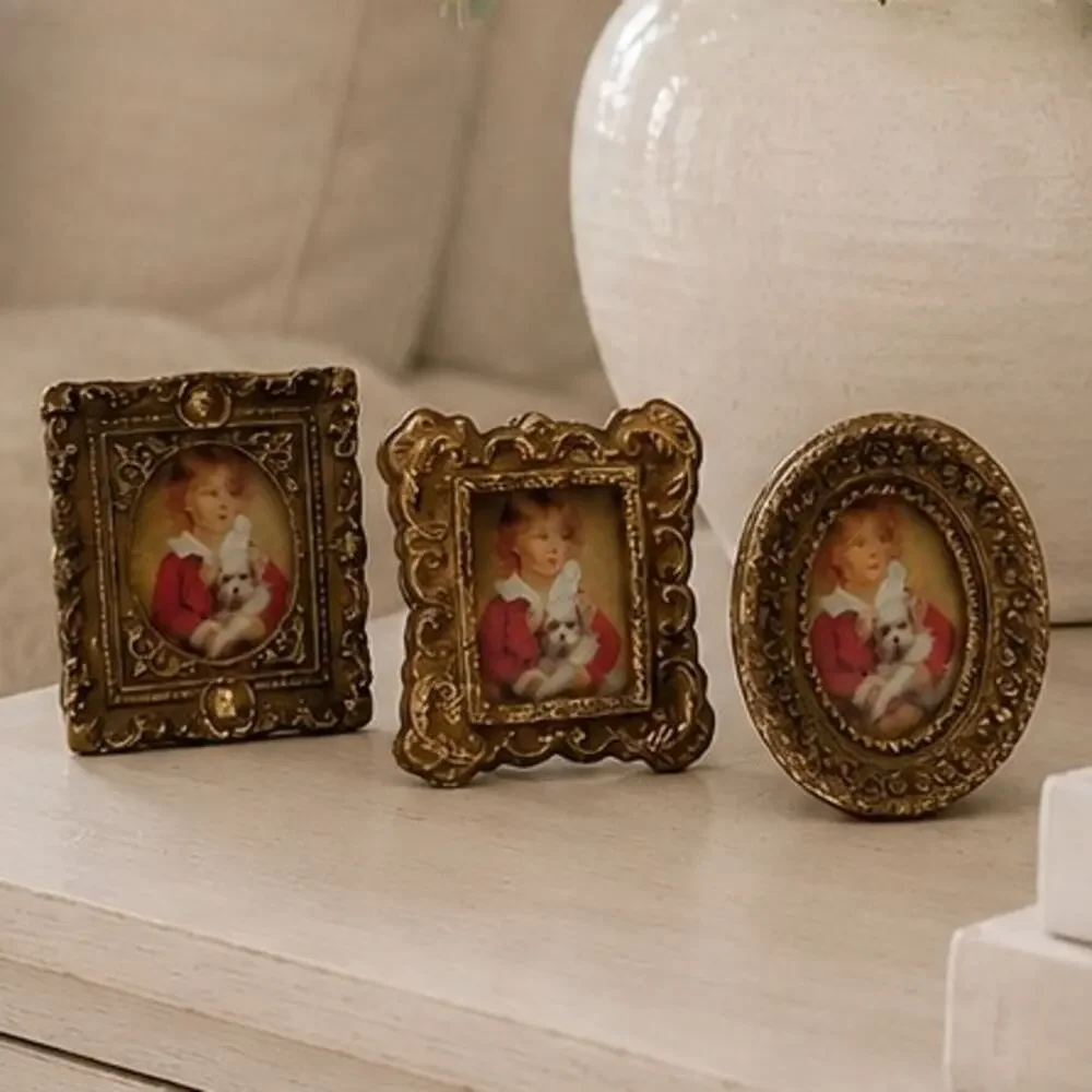 Mid-20th Century International Silver Company Set of 3 Mini Gold Ornate Frames